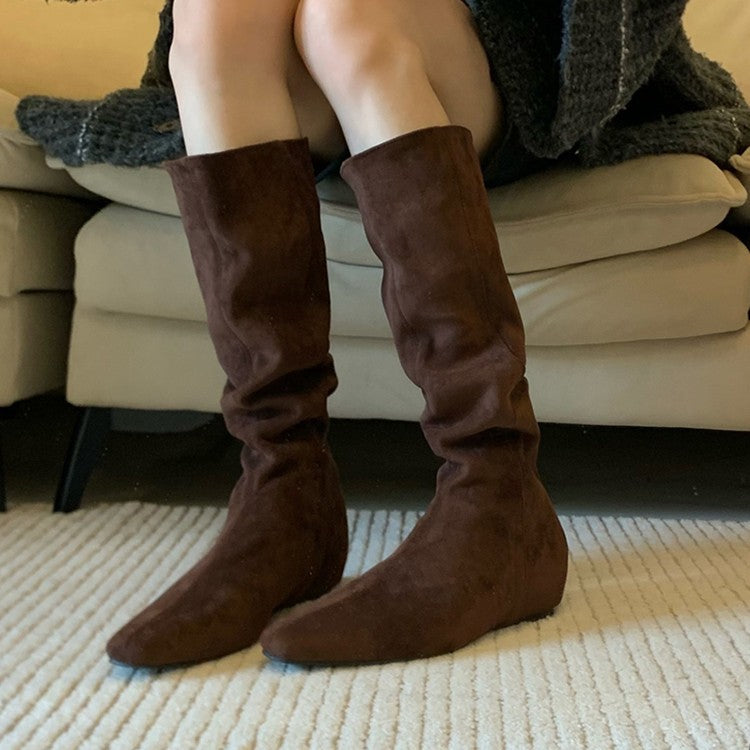Damen modische Stiefel mit gerafftem Schaft und spitzem Fußteil R&B