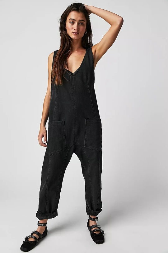 Damen Lässiger Denim-Overall mit großen Taschen R&B
