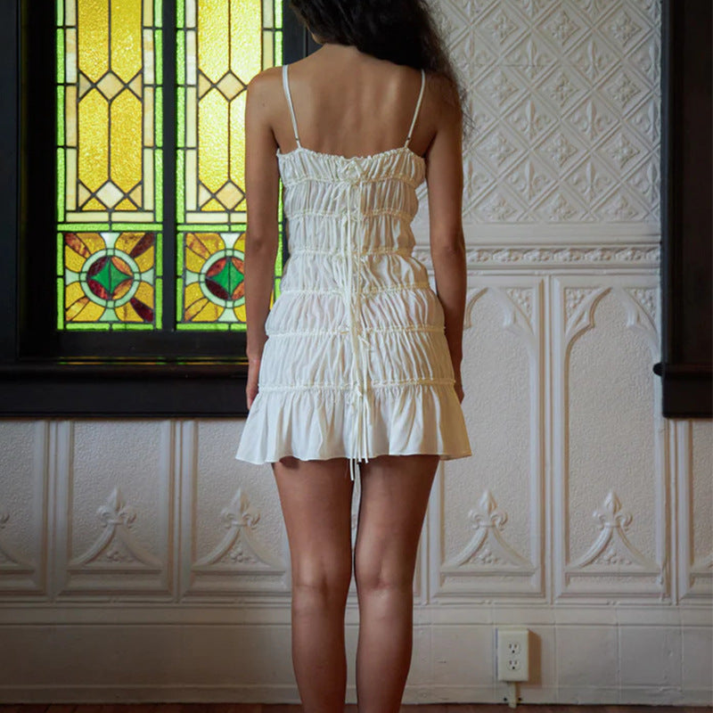 Damen Kurzkleid mit Raffung und verstellbaren Trägern R&B