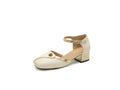 Damen elegante Ballerinas mit modischer Schnalle und goldenen Akzenten R&B