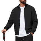 Herren nan urbane Sweat-Trackjacke mit Stehkragen verdecktem Reißverschluss elastischen Rippbündchen und Eingrifftaschen R&B