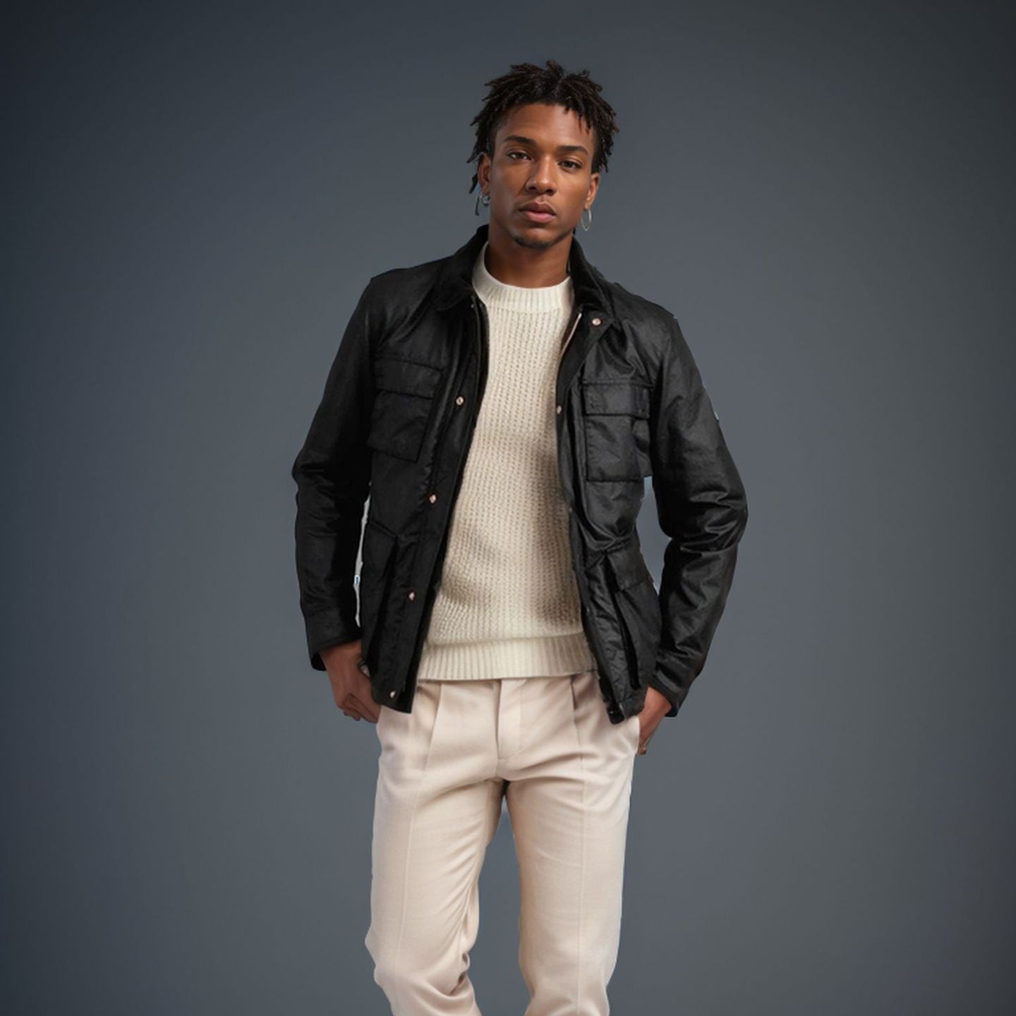 Herren funktionale Sportjacke mit praktischen Taschen und hochschließendem Kragen R&B