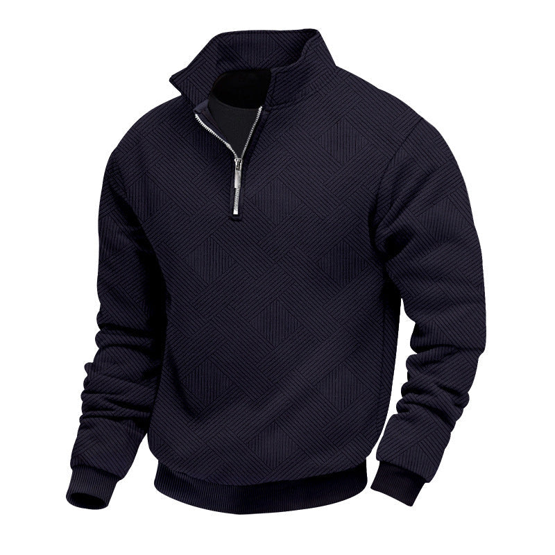 Herren modischer Stehkragenpullover mit strukturiertem Material R&B