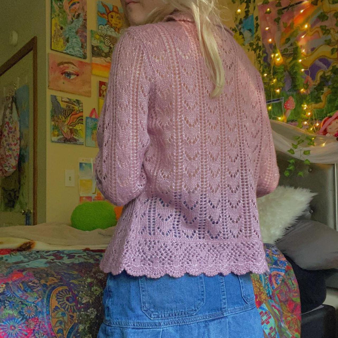 Damen gehäkelter Cardigan mit Rüschendetails R&B