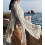 Damen transparente Strandbluse mit funkelndem Effekt EB