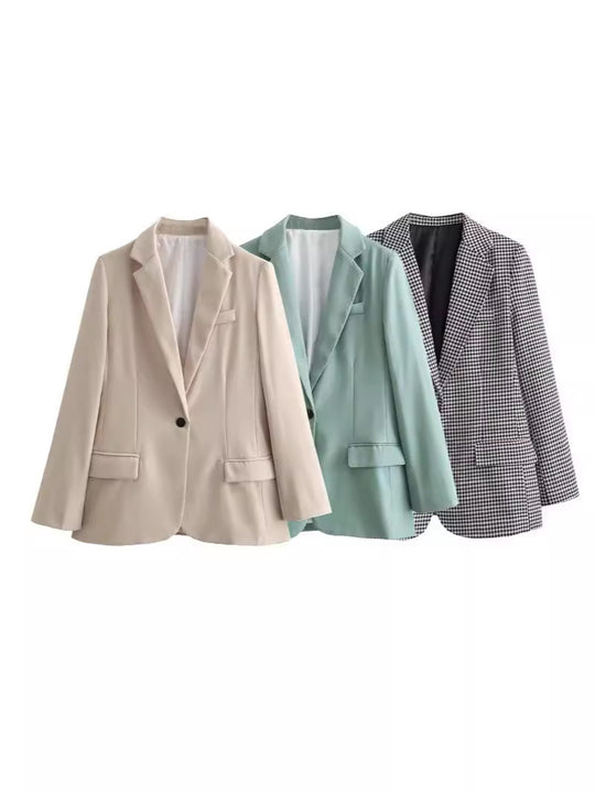 Damen taillierter Blazer mit elegantem Revers und praktischen Taschen R&B
