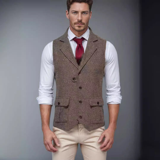 Herren Weste im klassischen Herringbone-Design R&B