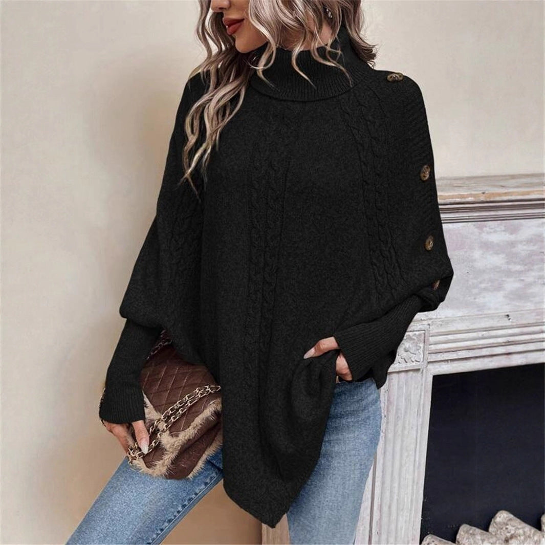 Damen eleganter Strickpullover mit Rollkragen und modischen Details R&B