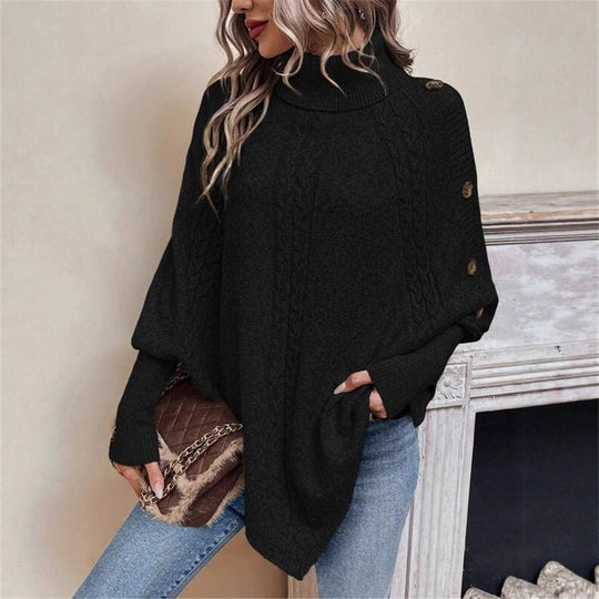Damen eleganter Strickpullover mit Rollkragen und modischen Details R&B