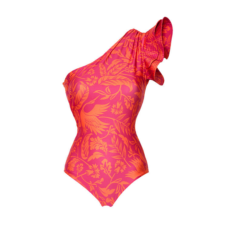 Damen asymmetrischer Damen Badeanzug mit Rüschenelementen R&B