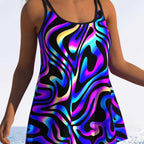 Damen Tankini mit verspieltem Streifenmuster und originellem Schnitt R&B