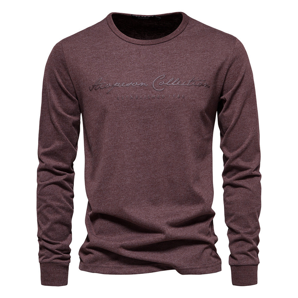 Herren nan minimalistisches Rundhals-Sweatshirt aus Baumwollmischung mit gerippten Bündchen R&B
