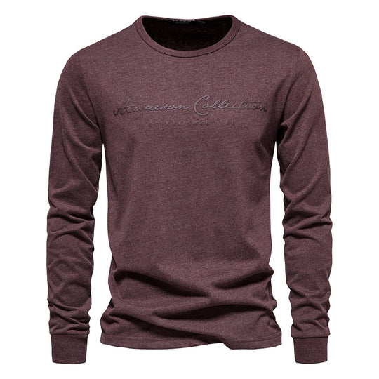 Herren nan minimalistisches Rundhals-Sweatshirt aus Baumwollmischung mit gerippten Bündchen R&B