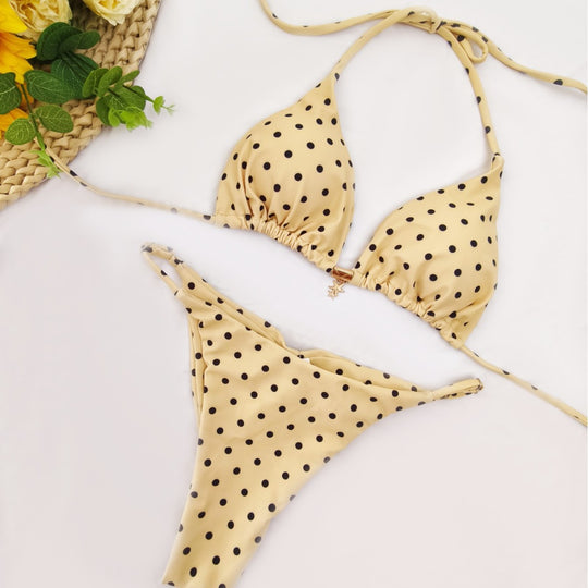 Damen Bikini-Set mit raffiniertem Polka-Dot-Design und verstellbarem Halter R&B