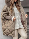 Damen Oversized Steppjacke mit Kunstpelzkragen R&B