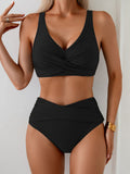 Damen Hochtailliertes Bikini-Set mit raffiniertem Wickeldesign R&B
