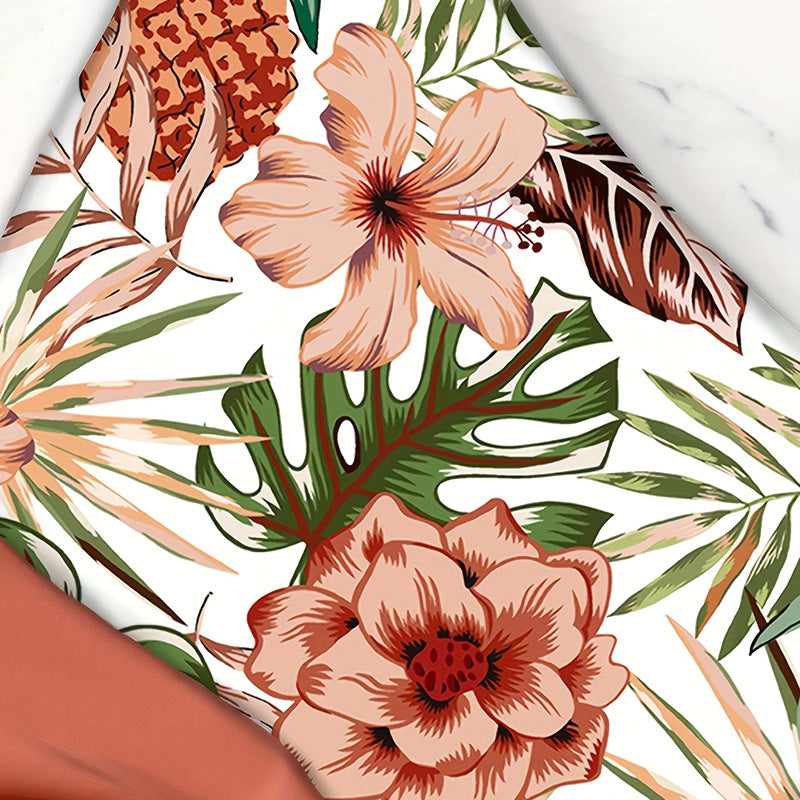 Damen Einteiliger Badeanzug mit lässigem Wickeldesign und floralem Muster R&B