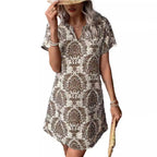 Damen Casual Kleid mit floralen Mustern und einem eleganten V-Ausschnitt R&B