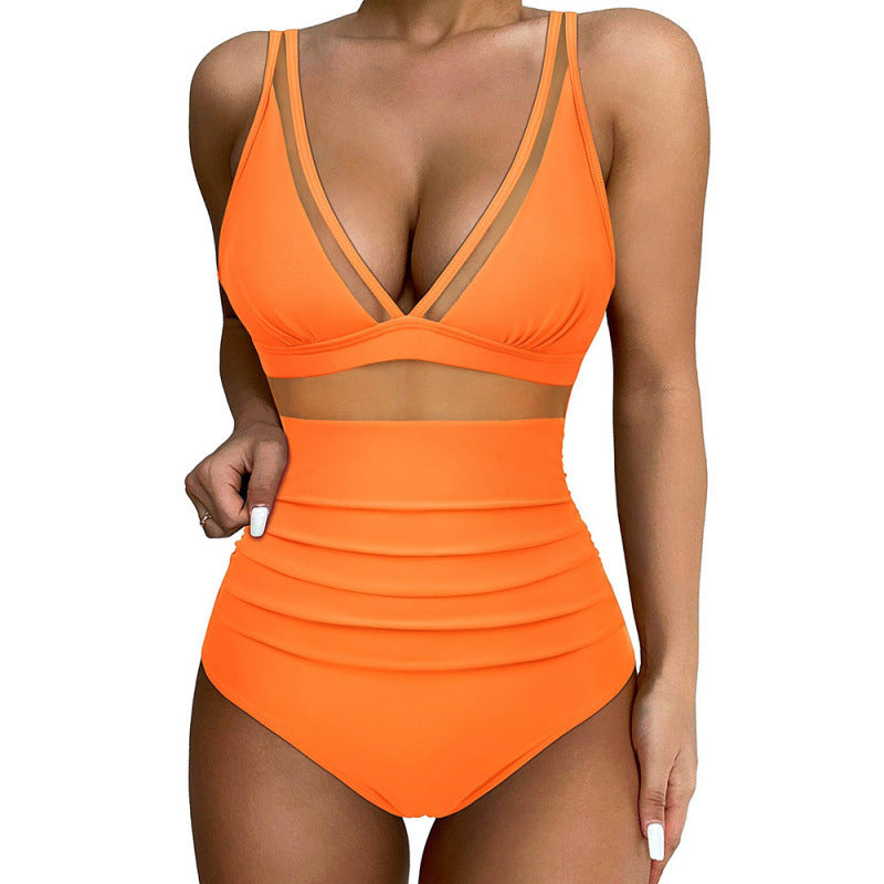 Damen Hochgeschnittener Badeanzug mit modischem Cut-Out R&B