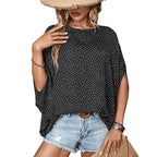 Damen Oversized Bluse mit Punktmuster und offenem Schnitt R&B