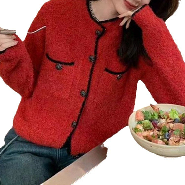 Damen Kuscheliger Cardigan mit stylischen Knopfdetails und aufgesetzten Taschen R&B