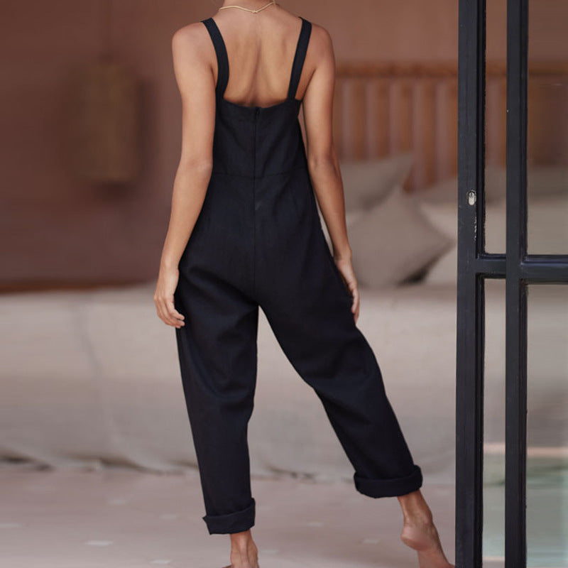 Damen Leichter Jumpsuit mit praktischen Taschen R&B
