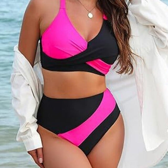 Damen Hoch geschnittener Bikini mit Wickeldesign R&B