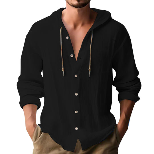 Herren lässiges Kapuzenshirt mit Knopfleiste und praktischen Taschen R&B