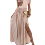 Damen Elegantes Abendkleid mit schimmerndem Oberteil und voluminösem Rock R&B