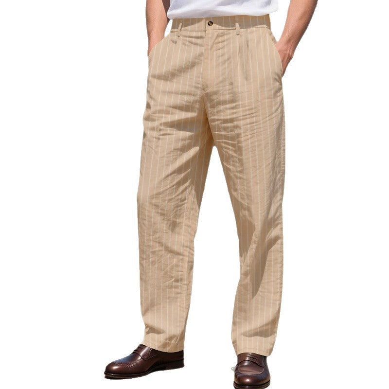 Herren Elegante Streifenhose mit lockerem Schnitt und praktischen Taschen R&B