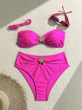 Damen Bandeau-Bikini mit schimmernder Muschel-Applikation
