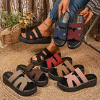 Damen Wedge-Pantoletten mit komfortablem Riemendesign und atmungsaktiver Sohle R&B