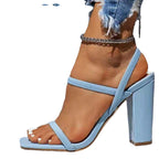 Damen elegante High Heel Sandalen mit modischem Blockabsatz und feinen Riemchen R&B