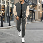 Herren nan College-Trainingsanzug aus Baumwollmischung mit gesteppter Collegejacke und tapered Jogginghose R&B