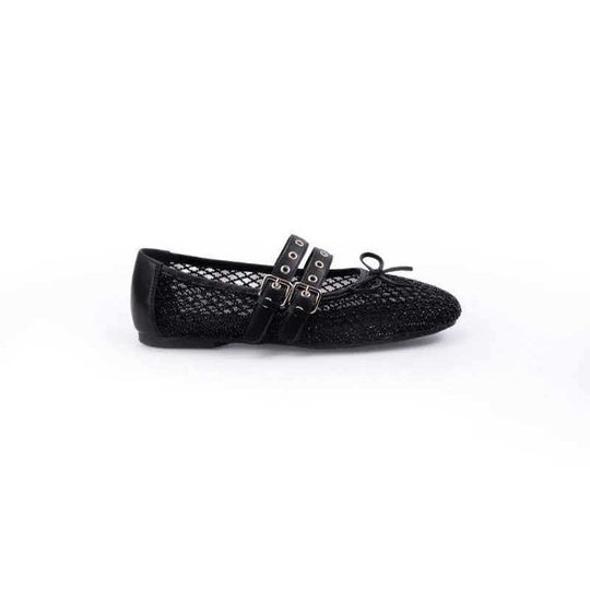 Damen Ballerinas mit doppeltem Riemen und funkelnder Optik R&B