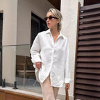 Damen Leinenhemd mit lässigem Schnitt und oversized Ärmeln R&B