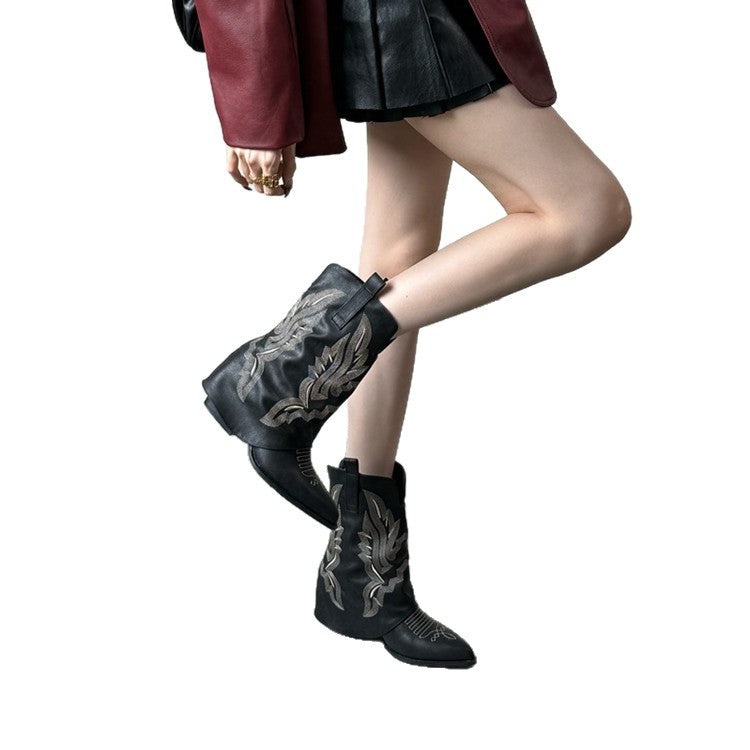 Damen Cowboy-Stiefel mit gerafftem Schaft und filigranen Nähten R&B