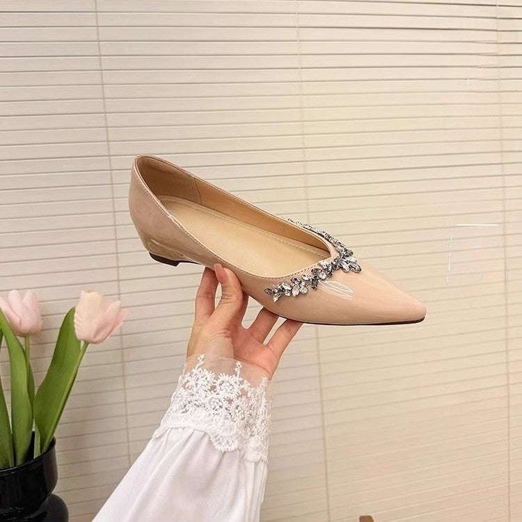 Damen elegante Ballerinas mit funkelnden Strass-Details R&B