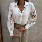 Damen Elegante Bluse mit kunstvollen Spitzenärmeln R&B