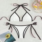 Damen Triangel-Bikini mit verstellbaren Bindändern und glamourösen Akzenten
