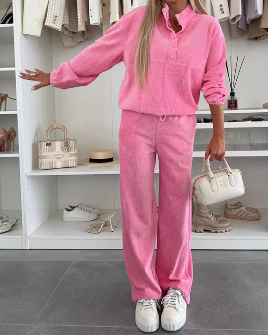 R&B | Down Stehkragen Sweatshirtjacke und Hose Zweiteiliges Satz