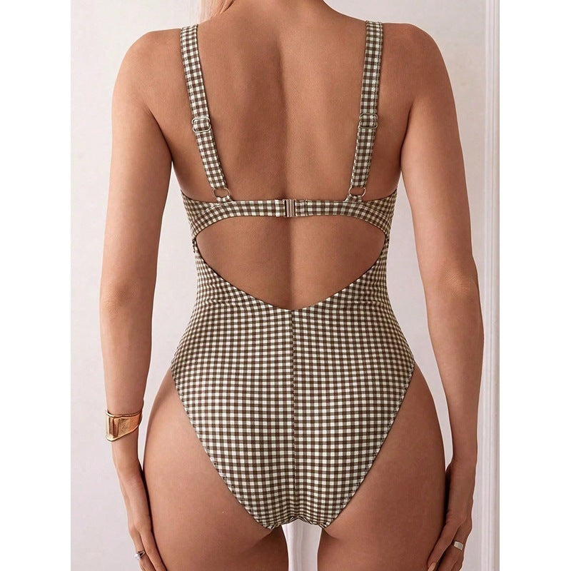 Damen Einteiler Badeanzug mit verspieltem Knoten und raffiniertem Cut-Out R&B