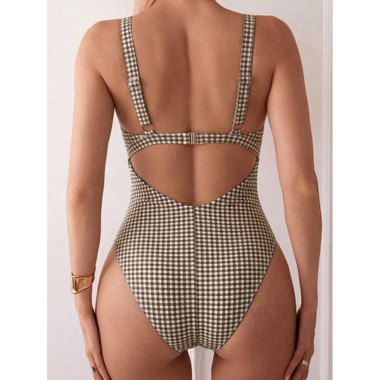 Damen Einteiler Badeanzug mit verspieltem Knoten und raffiniertem Cut-Out R&B