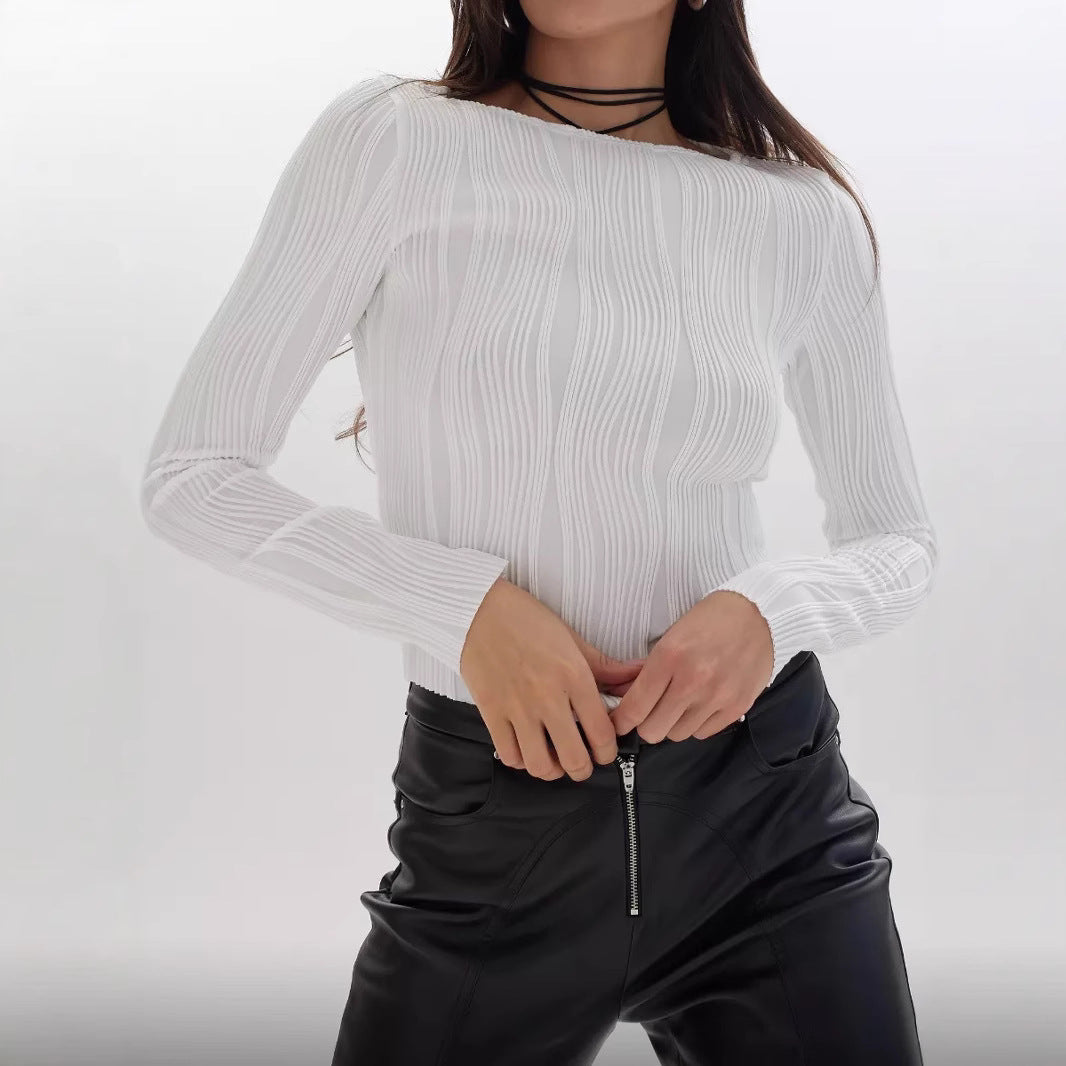 Damen Langarmshirt mit elegantem Rippenmuster R&B