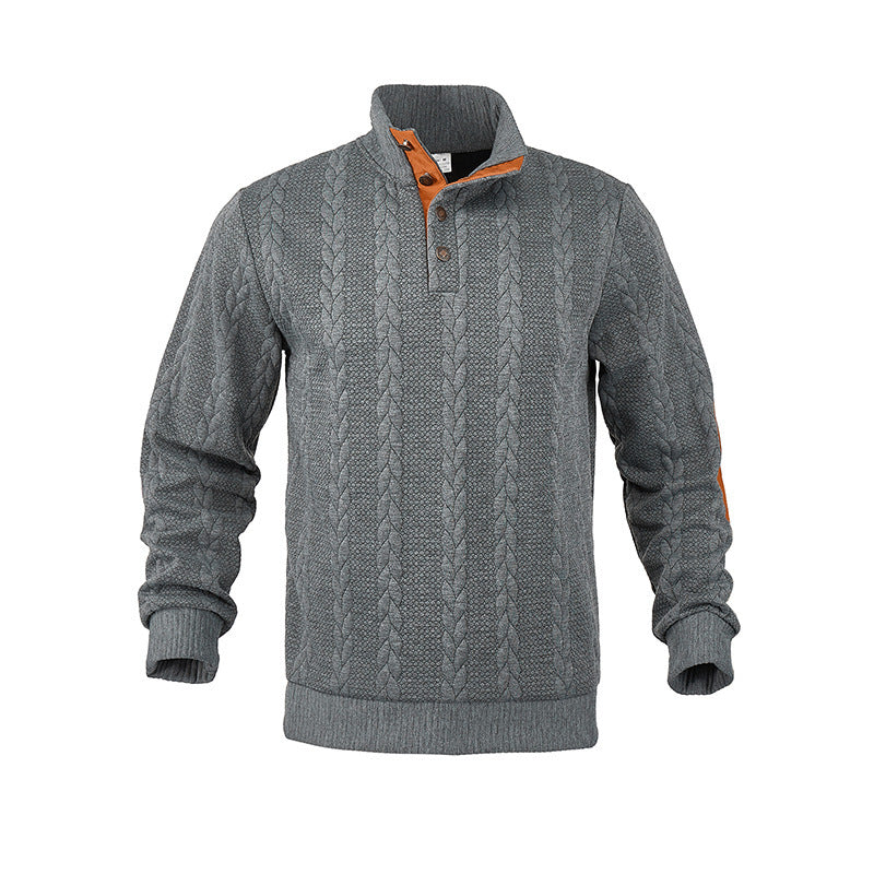Herren modischer Strickpullover mit Stehkragen und kontrastierenden Akzenten R&B