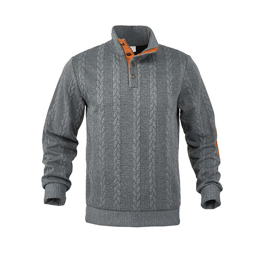 Herren modischer Strickpullover mit Stehkragen und kontrastierenden Akzenten R&B