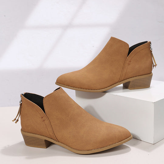 Damen nan spitz zulaufende Schlupf-Ankleboots mit kleinem Blockabsatz und ergonomischem Komfortfußbett R&B