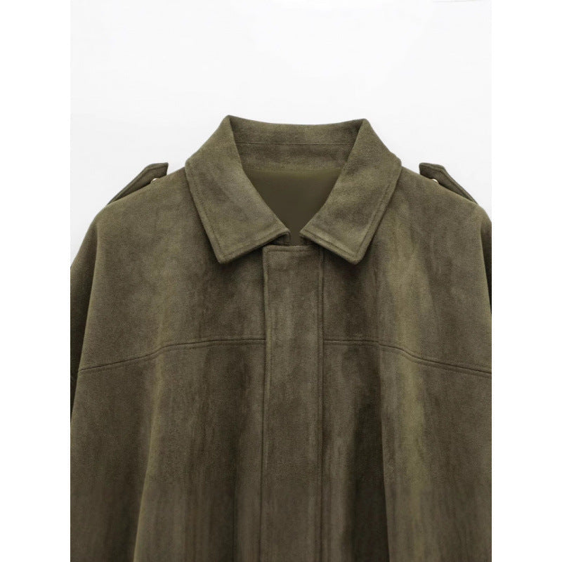 Damen modische Oversize-Jacke mit verstecktem Bund und Schulterdetails R&B