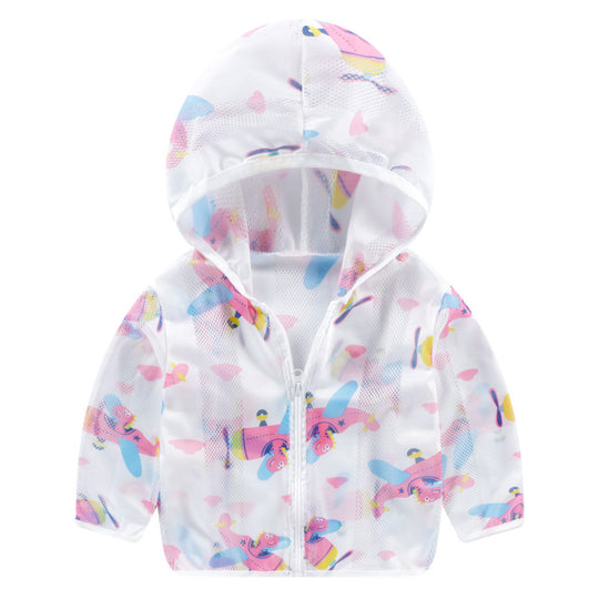 Unisex nan atmungsaktive Mesh Kapuzenjacke für Babys mit vollem Reißverschluss und verspieltem Hasen-Karotten-Druck R&B