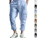 Herren bequeme Cargo-Hose aus leichtem Leinenmaterial mit elastischem Bund und praktischen Seitentaschen R&B